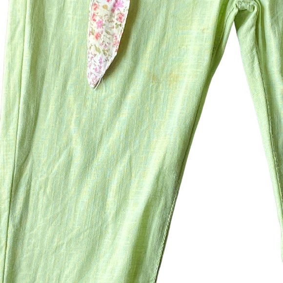 Trish Scully Girls Lime Green Pants with and Pink Floral cuff and Belt Size 7 - Picture 2 of 6